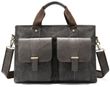 Мужская деловая кожаная сумка Vintage 14778 Серая серый
