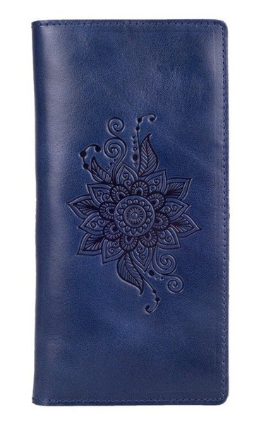 Шкіряний гаманець Hi Art WP-02 Crystal Blue Mehendi Classic Синій купити недорого в Ти Купи