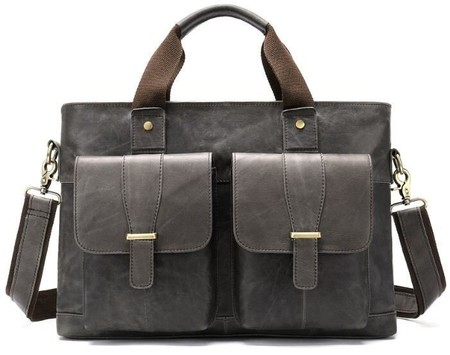 Мужская деловая кожаная сумка Vintage 14778 Серая серый купить недорого в Ты Купи