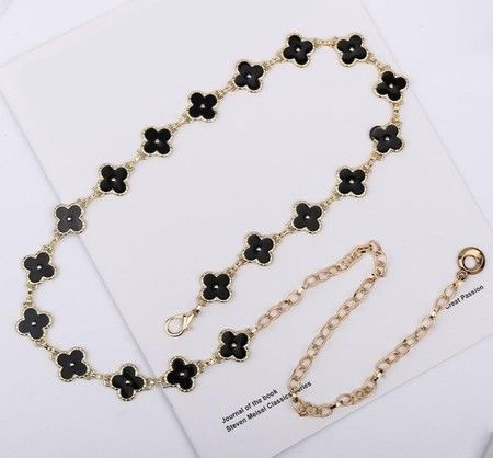 Пояс цепочка четырехлистник gold/black/white купить недорого в Ты Купи