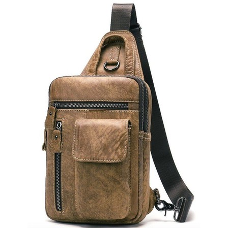 Шкіряна світло-коричнева сумка-слінг Vintage 20096 купити недорого в Ти Купи