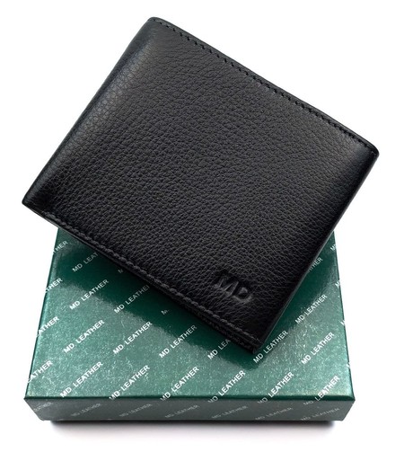 Мужской кошелек из натуральной кожи MD Leather MD-0901-1 (JZ6716) черный купить недорого в Ты Купи