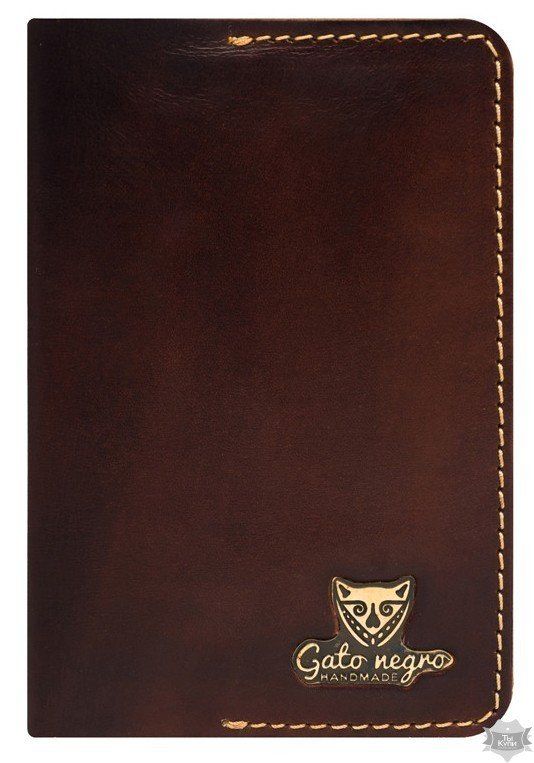 Обложка для паспорта ручной работы Gato Negro Alfa коричневая купить недорого в Ты Купи