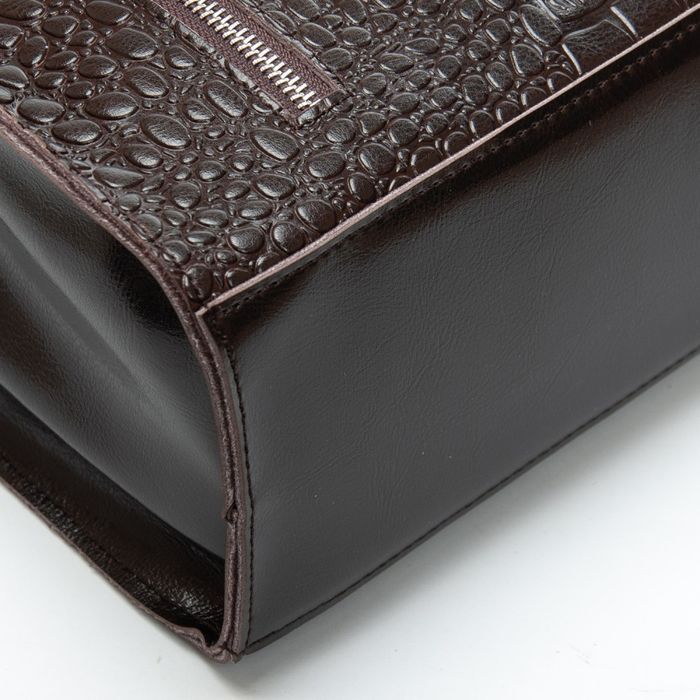 Женская кожаная сумка классическая ALEX RAI 5052 brown croco купить недорого в Ты Купи