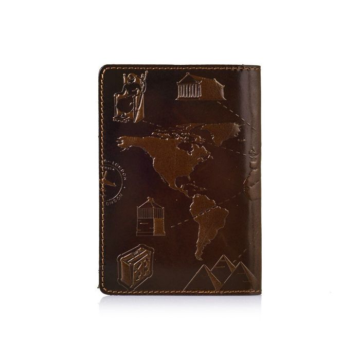 Кожаная обложка на паспорт HiArt PC-01 7 Wonders of the World оливковая Оливковый купить недорого в Ты Купи