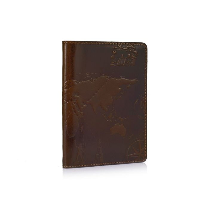 Шкіряна обкладинка на паспорт HiArt PC-01 7 Wonders of the World оливкова Оливковий купити недорого в Ти Купи