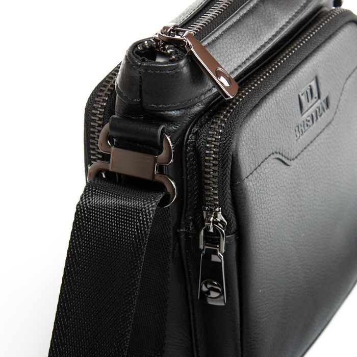 Мужская кожаная сумка через плечо BRETTON 4014-5 black купить недорого в Ты Купи