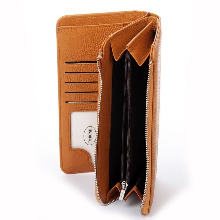 Шкіряний жіночий гаманець Classik DR. BOND WN-23-21 yellow купити недорого в Ти Купи