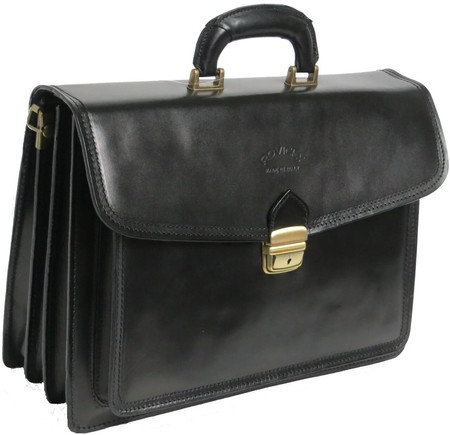 Чоловічий чорний портфель з натуральної шкіри Rovicky AWR-3 купити недорого в Ти Купи