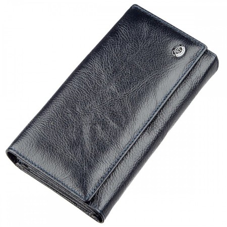 Жіночий темно-синій гаманець-візитниця з натуральної шкіри ST Leather 18880 Темно-синій купити недорого в Ти Купи