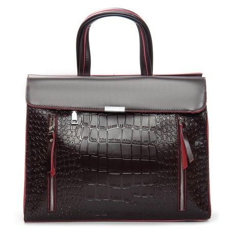Жіноча шкіряна сумка класична ALEX RAI 5052 bordo croco купити недорого в Ти Купи