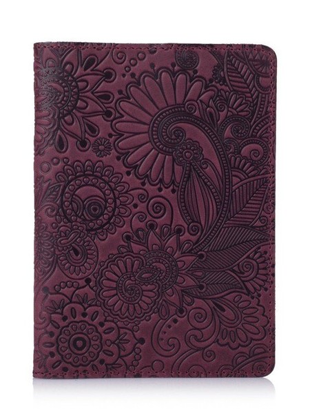 Кожаная обложка на паспорт HiArt PC-01 Mehendi Art фиолетовая Фиолетовый купить недорого в Ты Купи
