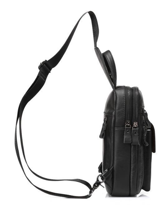 Чоловіча шкіряна сумка-слінг Vintage 14777 Чорний купити недорого в Ти Купи