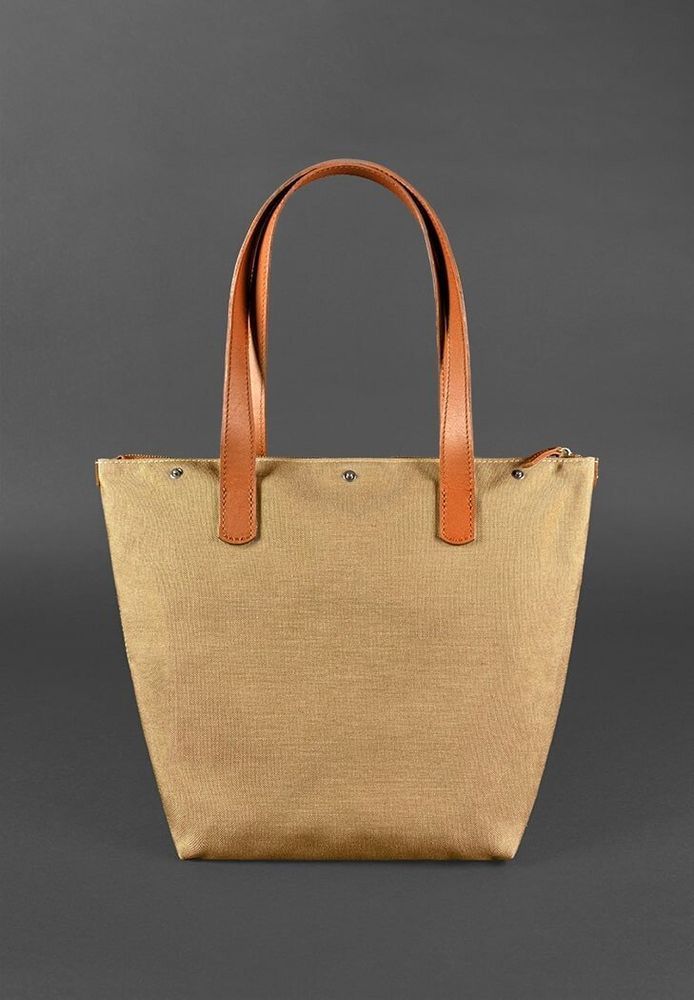 Плетеная сумка из натуральной кожи BlankNote Пазл L светло-коричневая Krast - BN-BAG-33-K купить недорого в Ты Купи