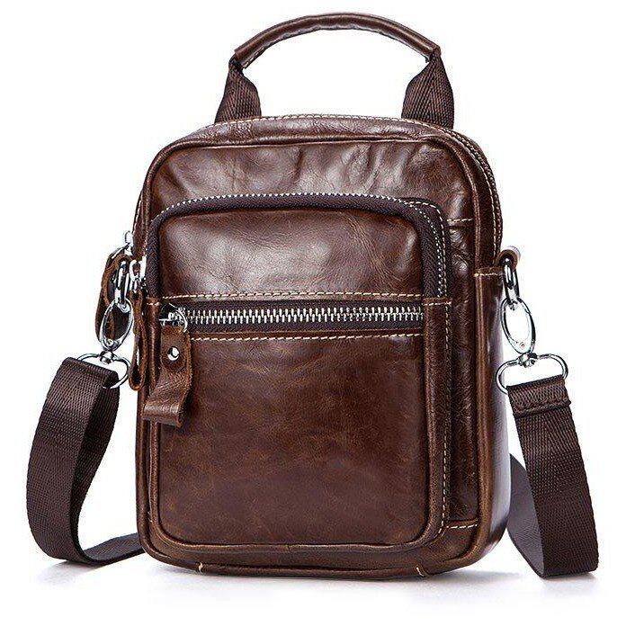 Мужская коричневая кожаная сумка Joynee b10-339 купити недорого в Ти Купи