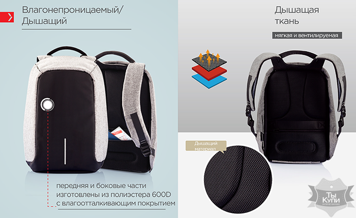 Рюкзак для ноутбука XD Design Bobby anti-theft backpack 15.6 '' (P705.544) купити недорого в Ти Купи