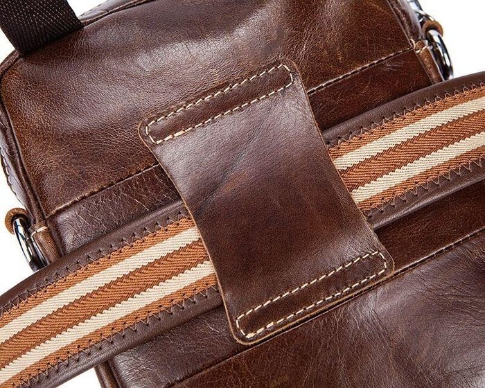 Мужская коричневая кожаная сумка Joynee b10-339 купить недорого в Ты Купи