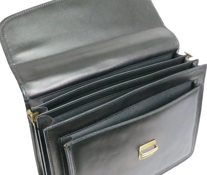 Чоловічий чорний портфель з натуральної шкіри Rovicky AWR-3 купити недорого в Ти Купи