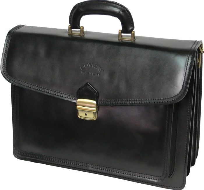 Мужской черный портфель из натуральной кожи Rovicky AWR-3 купить недорого в Ты Купи