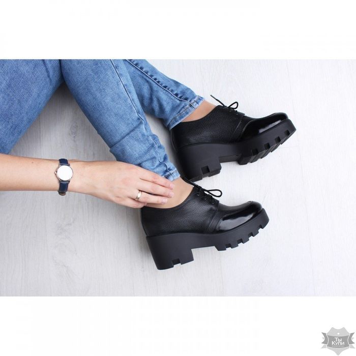 Женские черные туфли из кожи Villomi 3216-09 купить недорого в Ты Купи