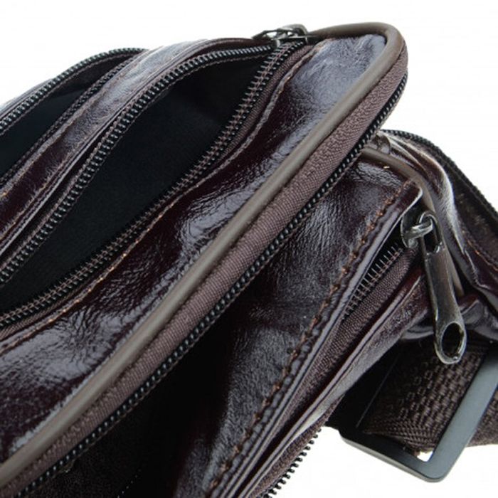Мужская кожаная сумка на пояс Borsa Leather 1t167m-brown купить недорого в Ты Купи