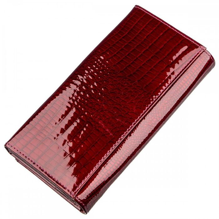 Жіночий бордовий гаманець з натуральної лакової шкіри ST Leather 18904 Бордовий купити недорого в Ти Купи