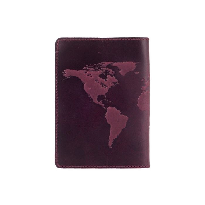 Фіолетова обкладинка для паспорта зі шкіри HiArt PC-02 World Map Фіолетовий купити недорого в Ти Купи