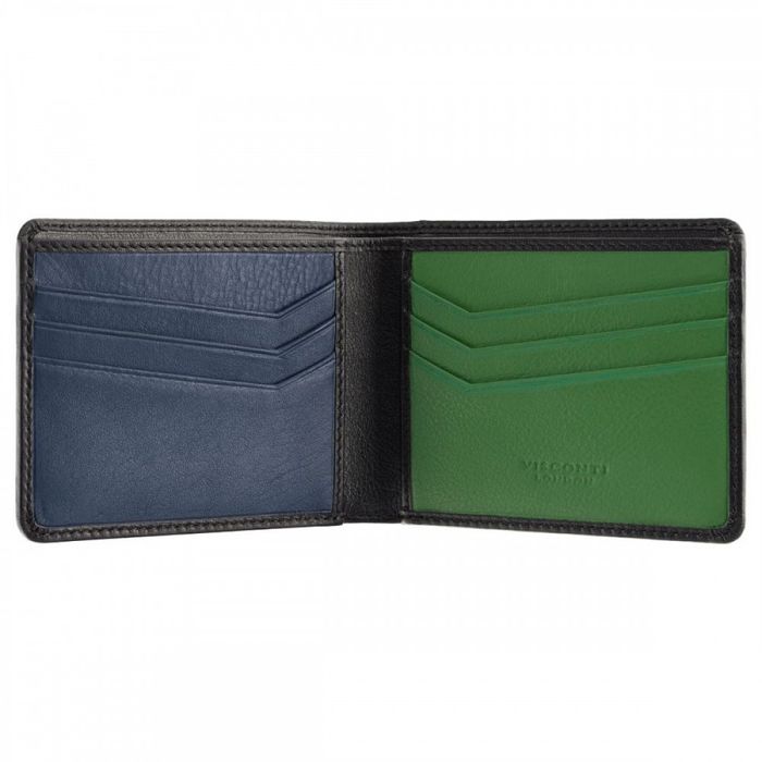 Visconti FN71 Finn (чорний/кобальтовий синій/зелений) чоловічий шкіряний гаманець купити недорого в Ти Купи