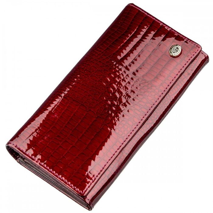 Жіночий бордовий гаманець з натуральної лакової шкіри ST Leather 18904 Бордовий купити недорого в Ти Купи