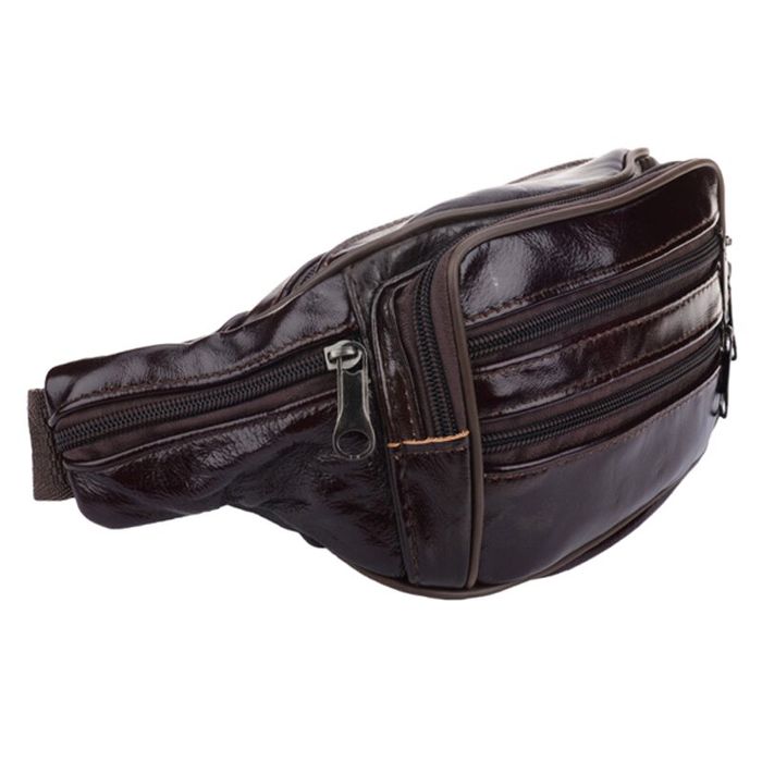 Чоловічі шкіряні сумки на пояс Borsa Leather 1t167m-brown купити недорого в Ти Купи