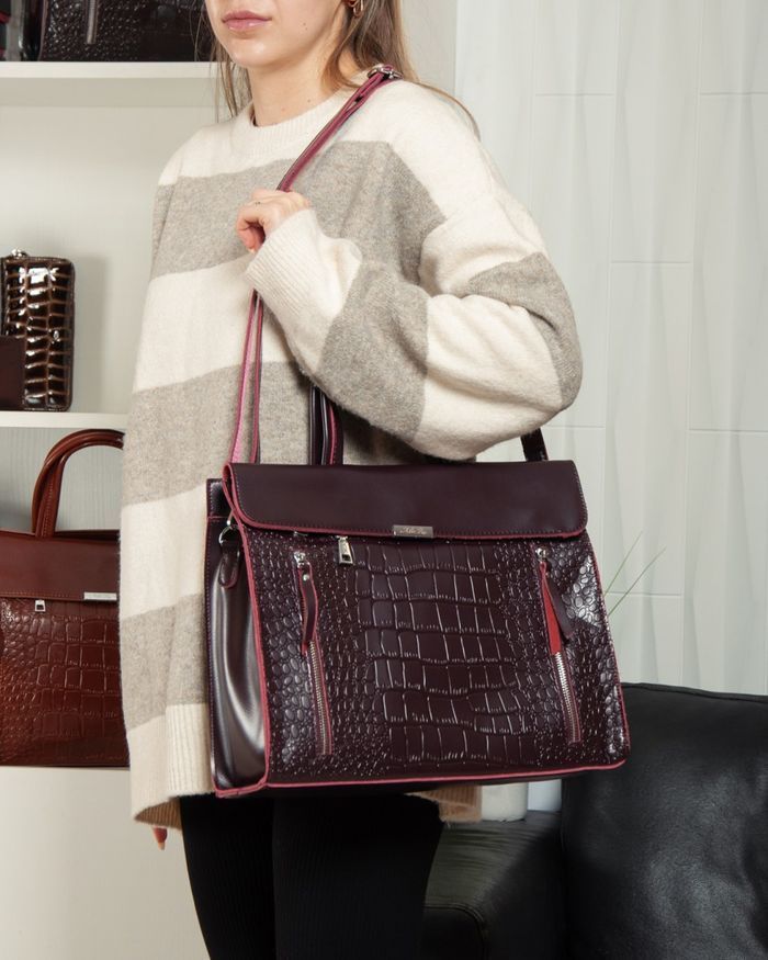Женская кожаная сумка классическая ALEX RAI 5052 bordo croco купить недорого в Ты Купи