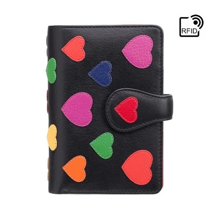 Шкіряний жіночий гаманець Visconti Crush c RFID (Black-Multi Love) купити недорого в Ти Купи