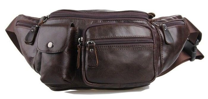 Шкіряна сумка на пояс Vintage 14431 Темно-коричневий купити недорого в Ти Купи