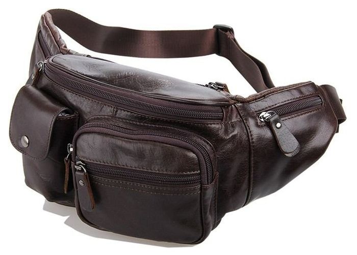 Шкіряна сумка на пояс Vintage 14431 Темно-коричневий купити недорого в Ти Купи