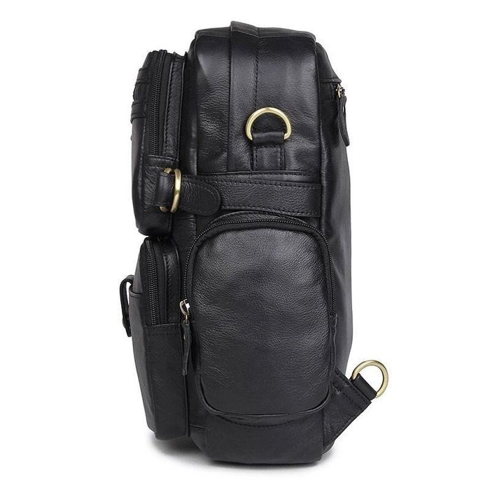 Кожаный мужской рюкзак John McDee jd7042a Черный купить недорого в Ты Купи