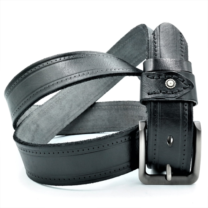 Мужской кожаный ремень Le-Mon 110-125 см Черный (new-m-40k-001) купить недорого в Ты Купи