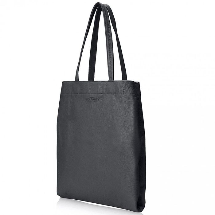 Шкіряна жіноча сумка POOLPARTY Daily Tote чорна купити недорого в Ти Купи