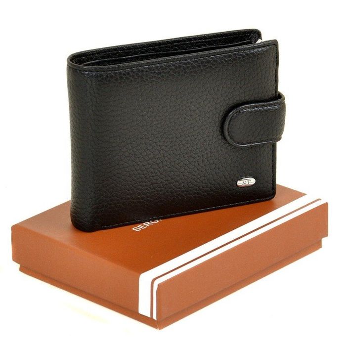 Чоловічий чорний гаманець зі штучної шкіри Sergio Torretti M2 black купити недорого в Ти Купи