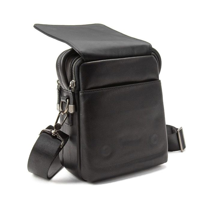 Шкіряна сумка через плече в чорному кольорі Tavinchi TV-009A купити недорого в Ти Купи