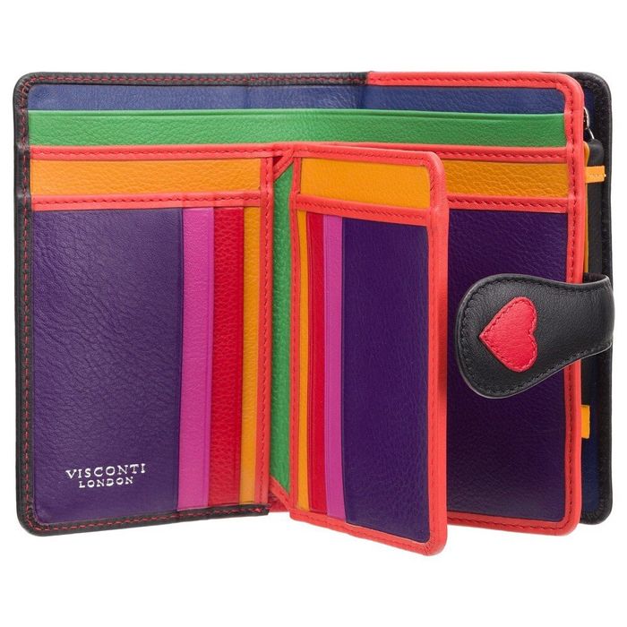 Шкіряний жіночий гаманець Visconti Crush c RFID (Black-Multi Love) купити недорого в Ти Купи