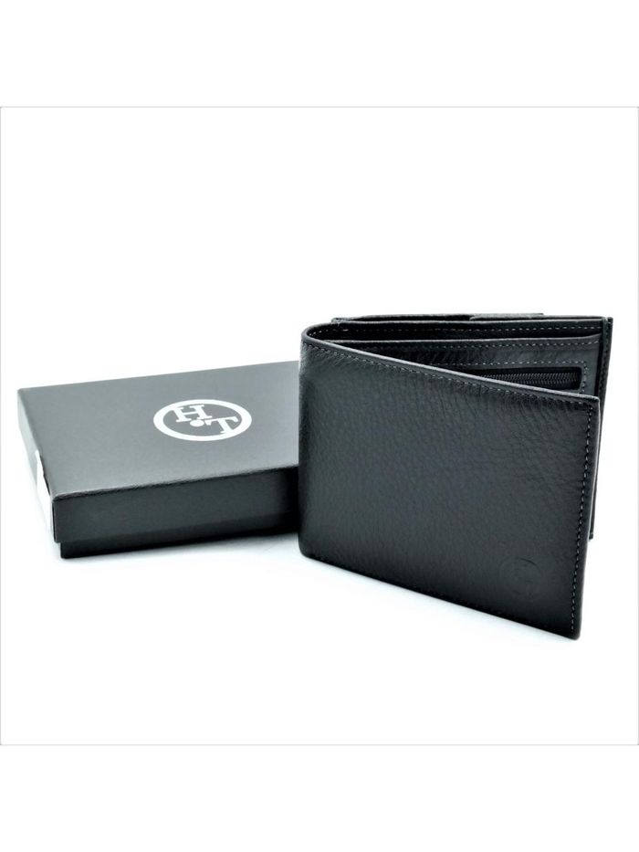 Чоловічий шкіряний гаманець Weatro 11,5 х 9 х 2 см Чорний wtro-208B купити недорого в Ти Купи