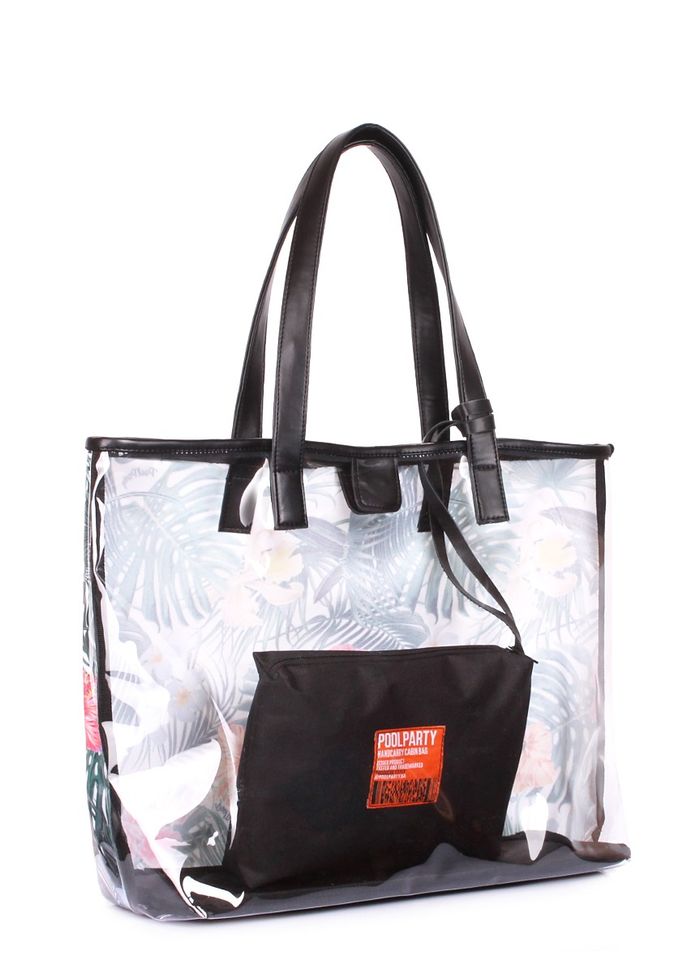 Летняя текстильная сумкас косметичкой POOLPARTY resort-tropic купить недорого в Ты Купи