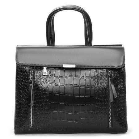 Жіноча шкіряна сумка класична ALEX RAI 5052 black croco купити недорого в Ти Купи