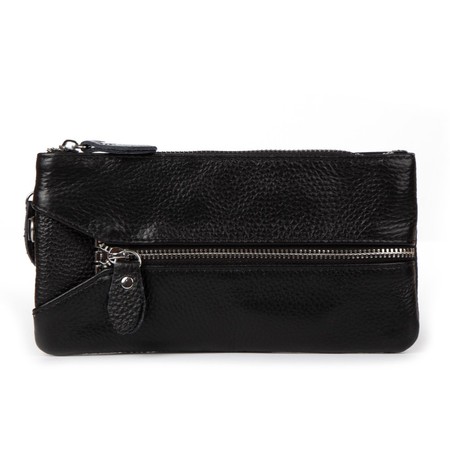 Женская кожаная косметичка-клюлчница Cosmetic bag 6001-A black купить недорого в Ты Купи