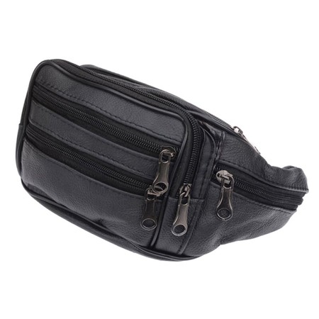 Мужская кожаная сумка на пояс Borsa Leather 1t166m-black купить недорого в Ты Купи