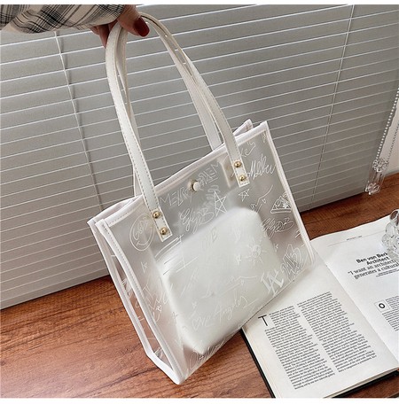 Молодежная женская прозрачная сумка из ПВХ 8131-2 белое купить недорого в Ты Купи