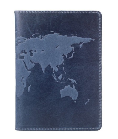 Синяя обложка для паспорта из кожи HiArt PC-02-S18-4417-T001 Синий купить недорого в Ты Купи