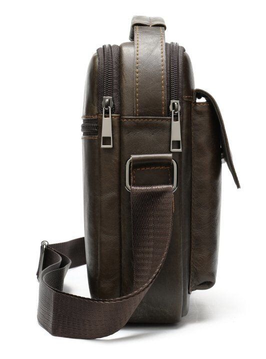 Мужская кожаная тёмно-коричневая сумка Vintage 20095 купить недорого в Ты Купи