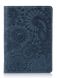 Шкіряна обкладинка на паспорт HiArt PC-01 Mehendi Art синя Синій