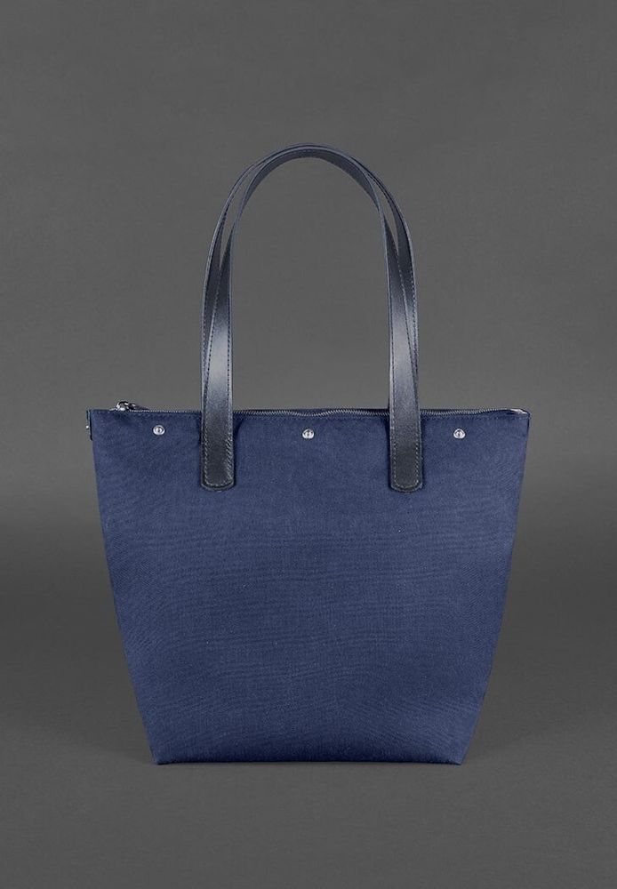Шкіряна плетена жіноча сумка BlankNote Пазл L синя Crazy Horse - BN-BAG-33-NN купити недорого в Ти Купи